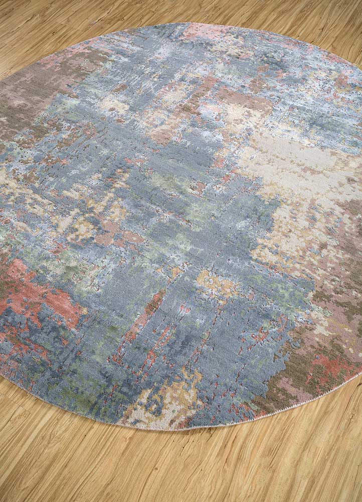 chaos theory by kavi ivory wool and bamboo silk Hand Knotted Rug - FloorShot