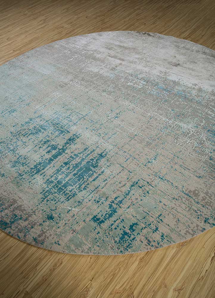 chaos theory by kavi ivory wool and bamboo silk Hand Knotted Rug - FloorShot