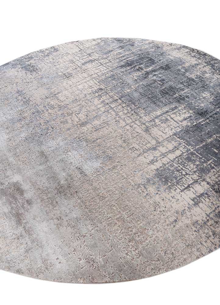 chaos theory by kavi grey and black wool and bamboo silk Hand Knotted Rug - FloorShot