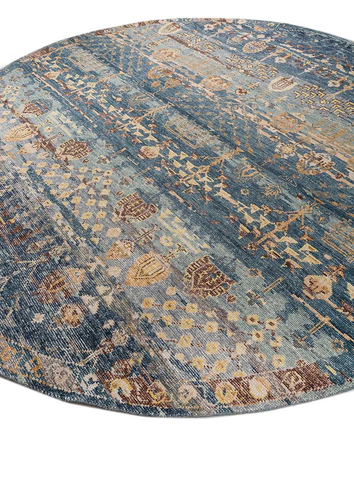 erbe blue wool Hand Knotted Rug - FloorShot