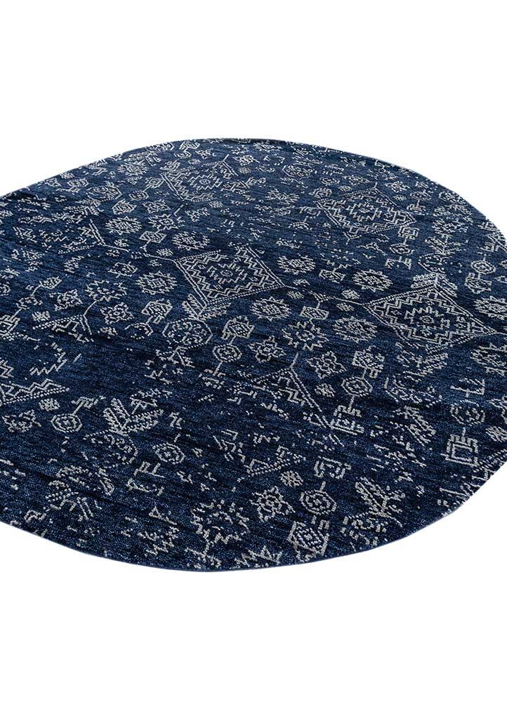 savana blue wool Hand Knotted Rug - FloorShot