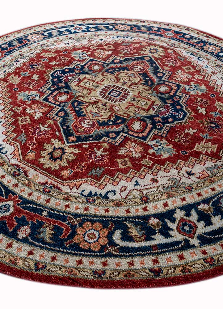 savana red and orange wool Hand Knotted Rug - FloorShot