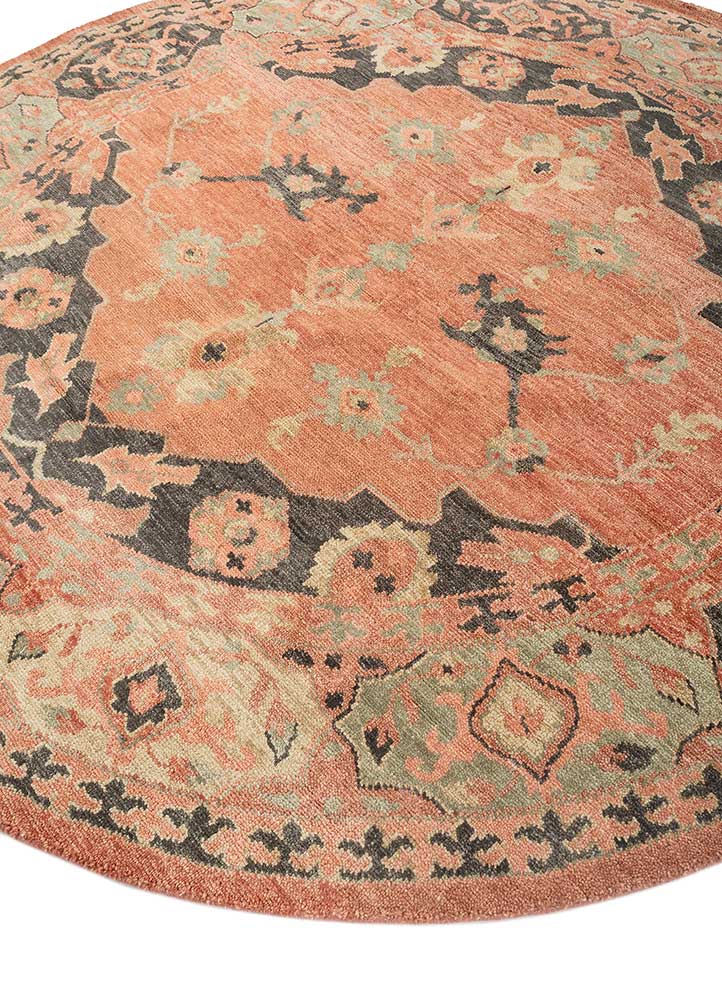 savana red and orange wool Hand Knotted Rug - FloorShot