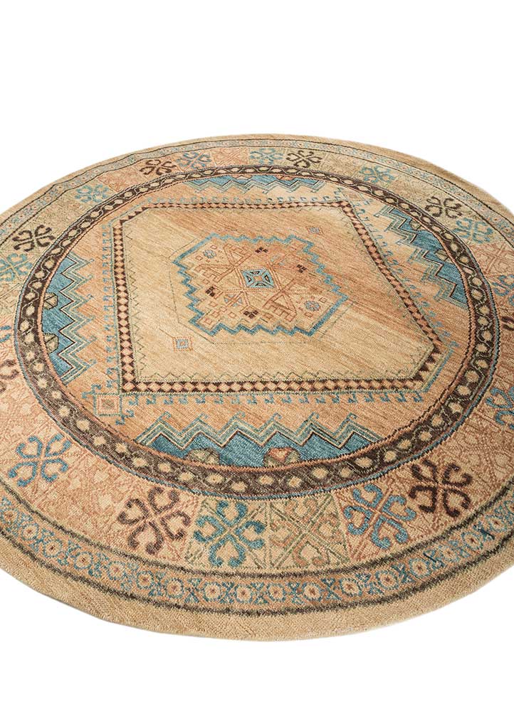 savana beige and brown wool Hand Knotted Rug - FloorShot