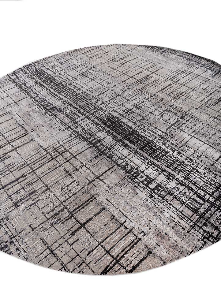 uvenuti grey and black wool and bamboo silk Hand Knotted Rug - FloorShot