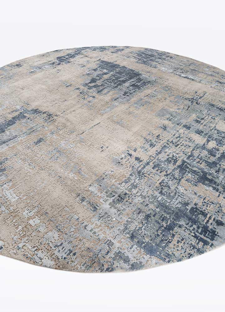 uvenuti grey and black wool and bamboo silk Hand Knotted Rug - FloorShot