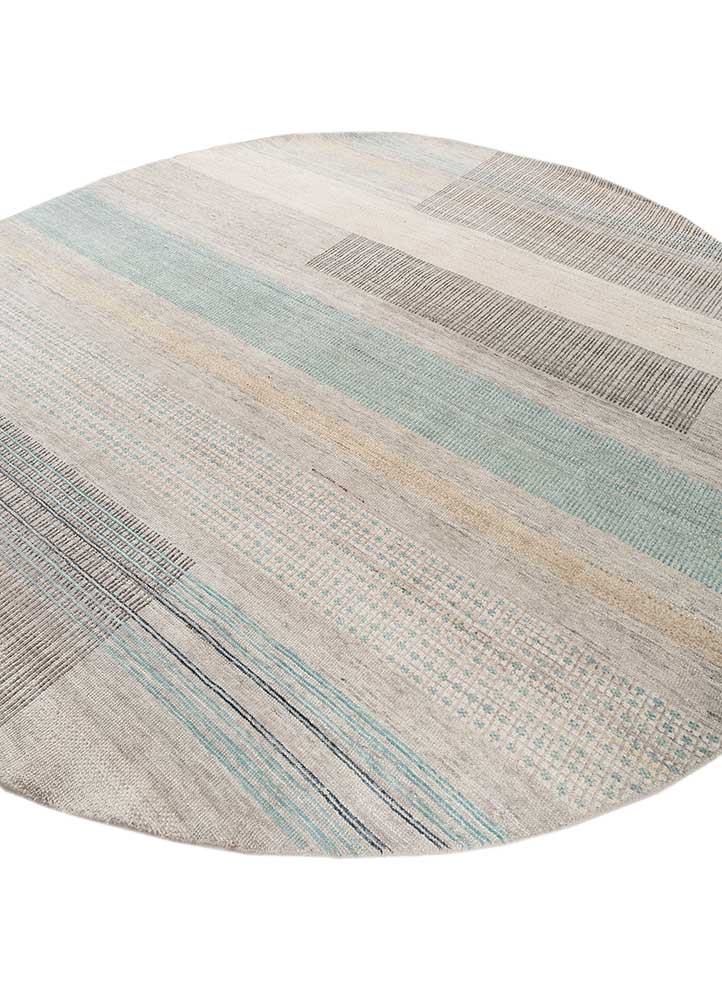 bylthe blue afghan wool Hand Knotted Rug - FloorShot