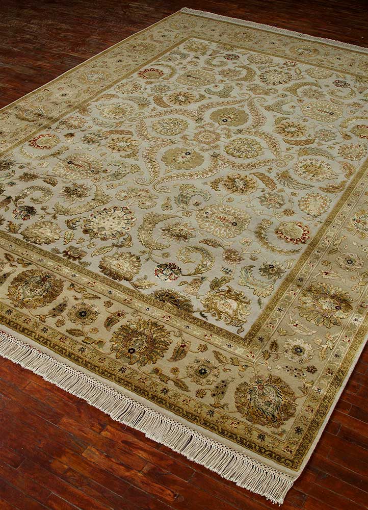 aurora gold wool and silk Hand Knotted Rug - FloorShot