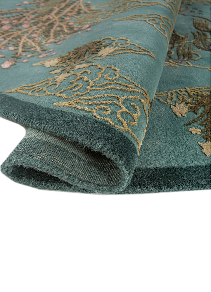 majnun blue wool and silk Hand Knotted Rug - FloorShot