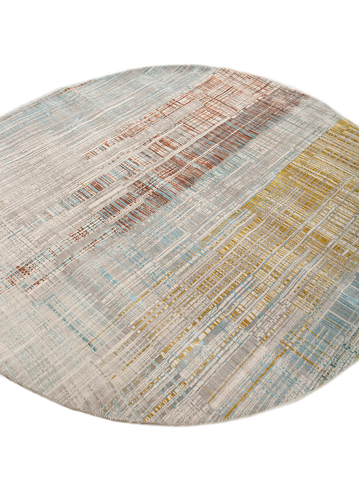 unstring by kavi grey and black wool and bamboo silk Hand Knotted Rug - FloorShot