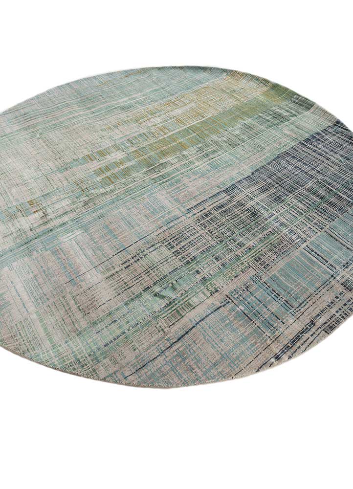 unstring by kavi grey and black wool and bamboo silk Hand Knotted Rug - FloorShot