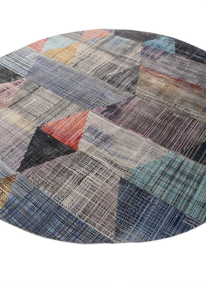 unstring by kavi grey and black wool and bamboo silk Hand Knotted Rug - FloorShot