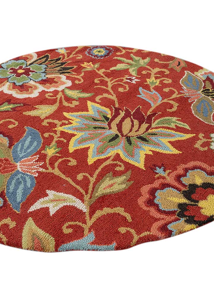 hacienda red and orange wool Hand Tufted Rug - FloorShot