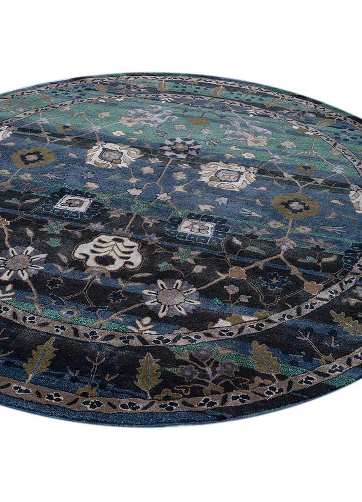 kasbah blue wool and viscose Hand Tufted Rug - FloorShot