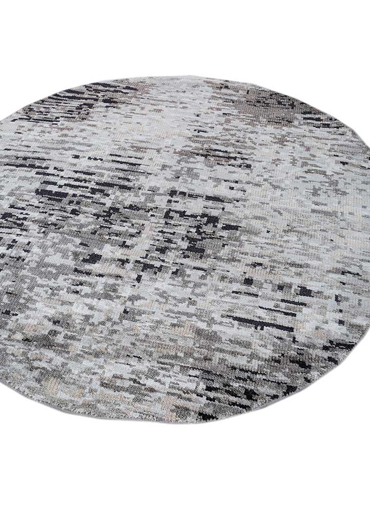clan grey and black wool and bamboo silk Hand Knotted Rug - FloorShot