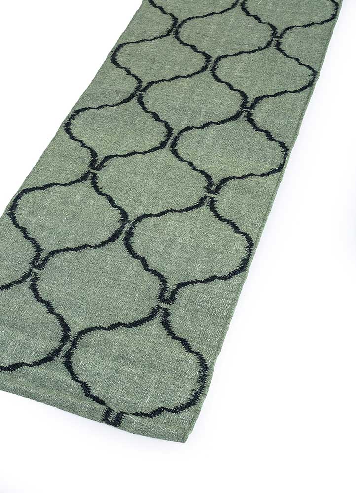 indusbar green wool Flat Weaves Rug - FloorShot