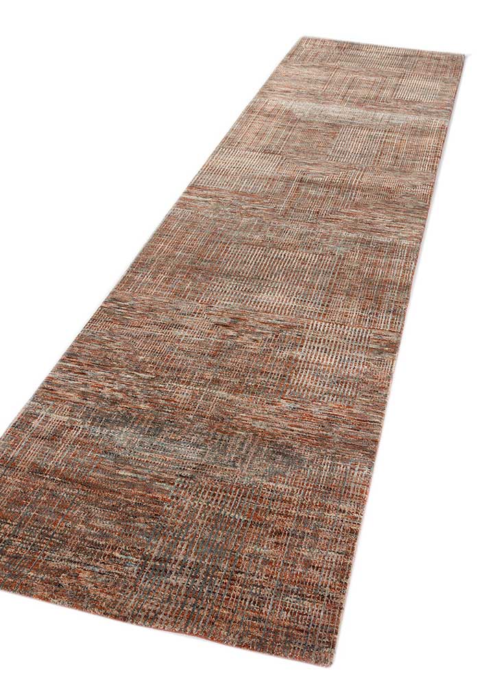 chaos theory by kavi beige and brown wool and bamboo silk Hand Knotted Rug - FloorShot