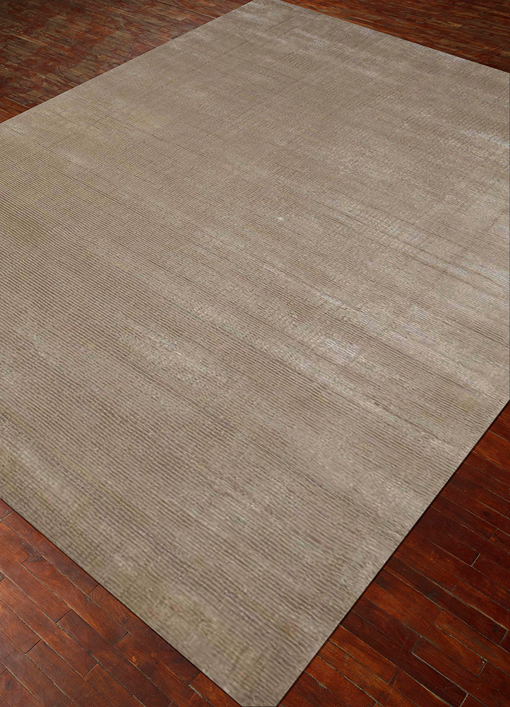 basis beige and brown wool and viscose Hand Loom Rug - FloorShot