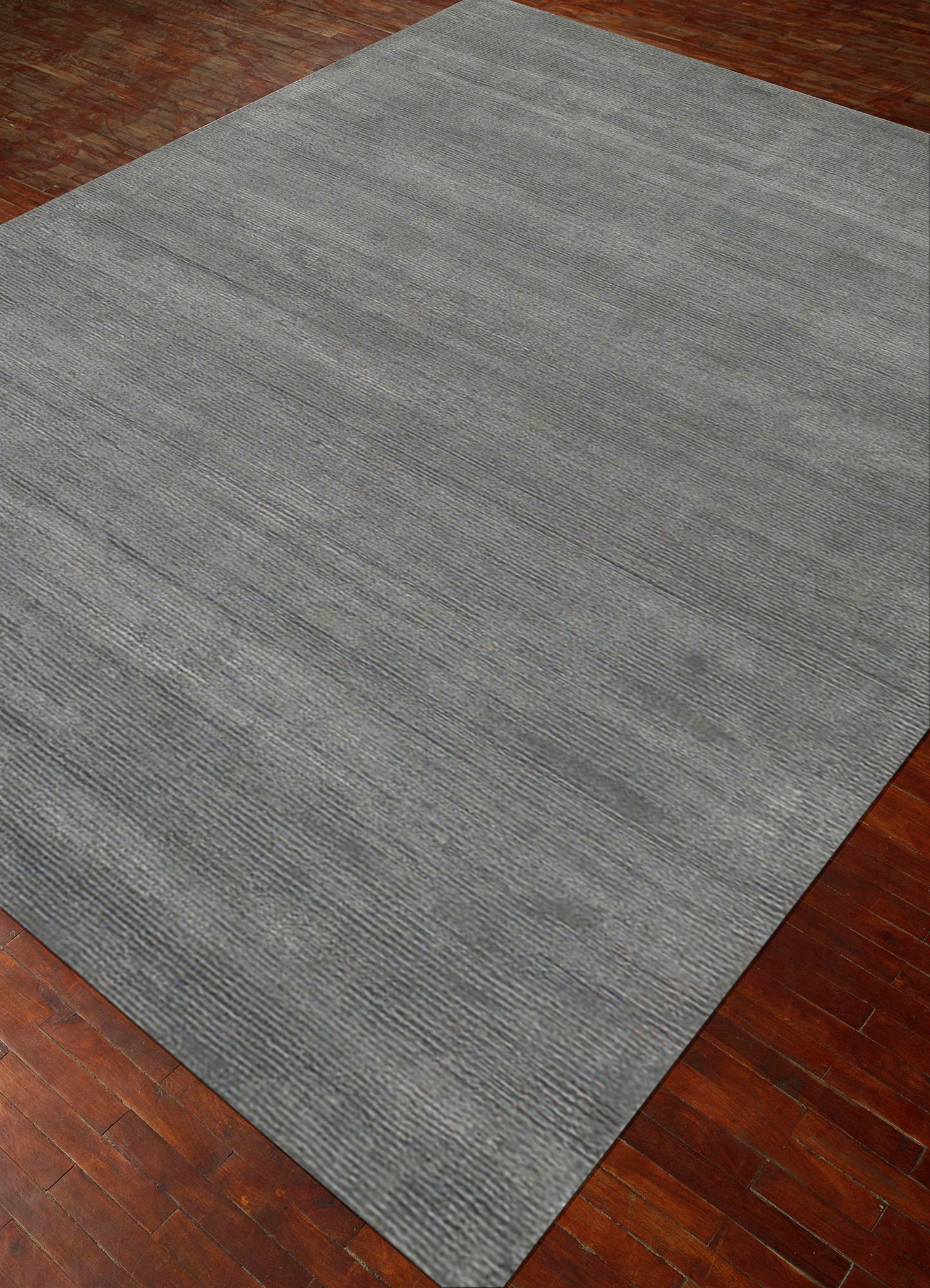 basis grey and black wool and viscose Hand Loom Rug - FloorShot