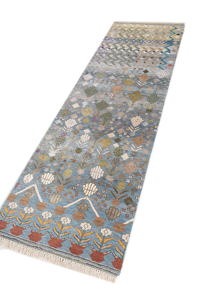 manchaha beige and brown wool and bamboo silk Hand Knotted Rug - FloorShot