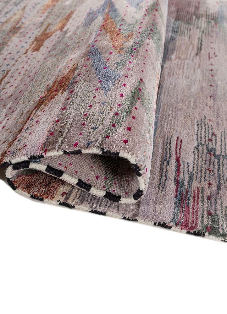 freedom manchaha pink and purple wool and bamboo silk Hand Knotted Rug - FloorShot freedom manchaha pink and purple wool and bamboo silk Hand Knotted Rug - FloorShot