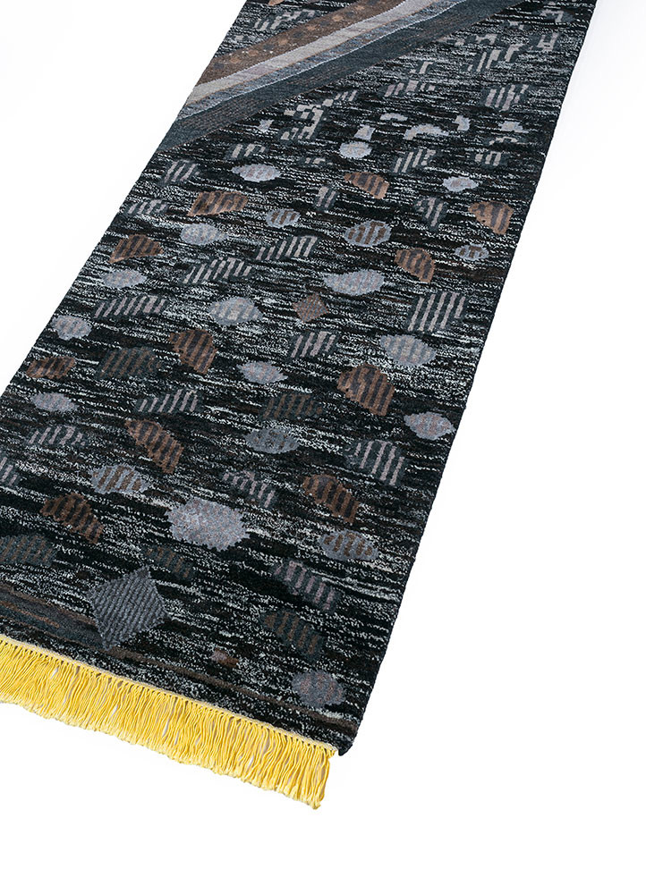 manchaha grey and black wool and bamboo silk Hand Knotted Rug - FloorShot manchaha grey and black wool and bamboo silk Hand Knotted Rug - FloorShot