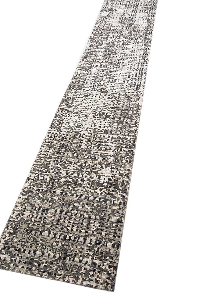 uvenuti grey and black wool and bamboo silk Hand Knotted Rug - FloorShot