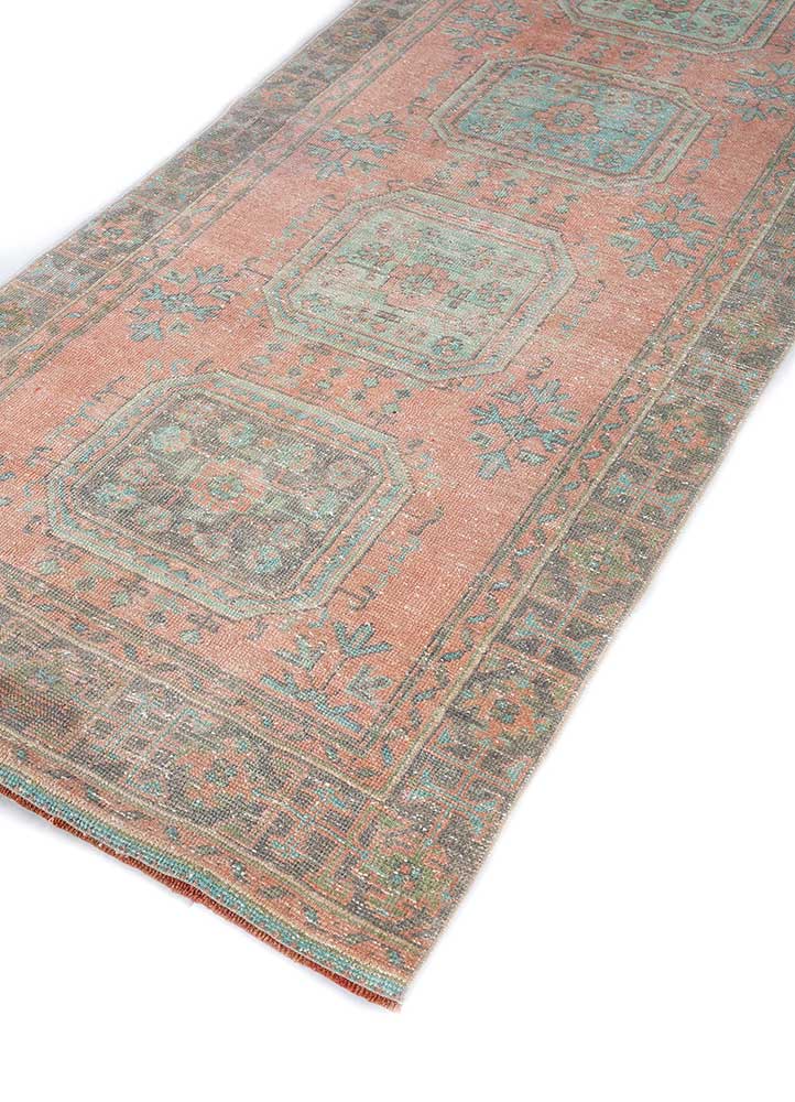 vintage red and orange wool Hand Knotted Rug - FloorShot