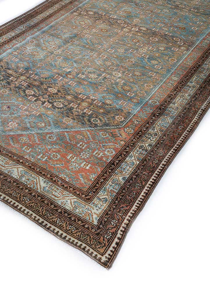 vintage beige and brown wool Hand Knotted Rug - FloorShot