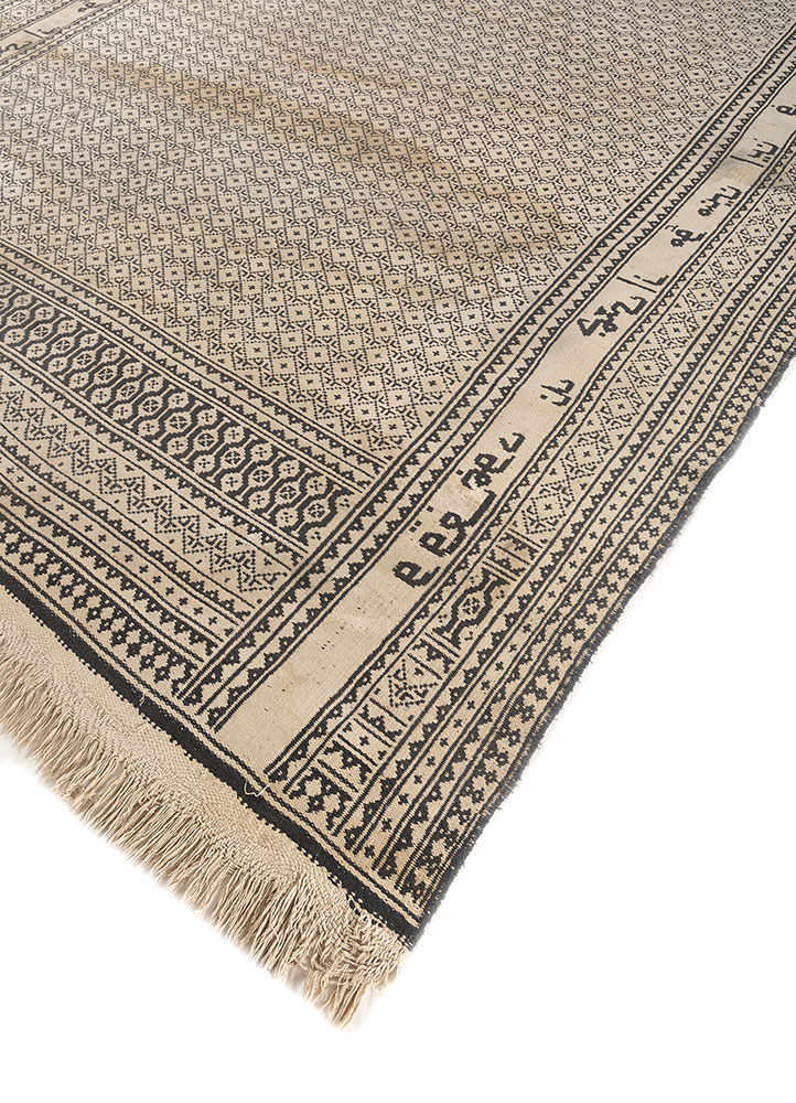 nayaab grey and black cotton Flat Weaves Rug - FloorShot
