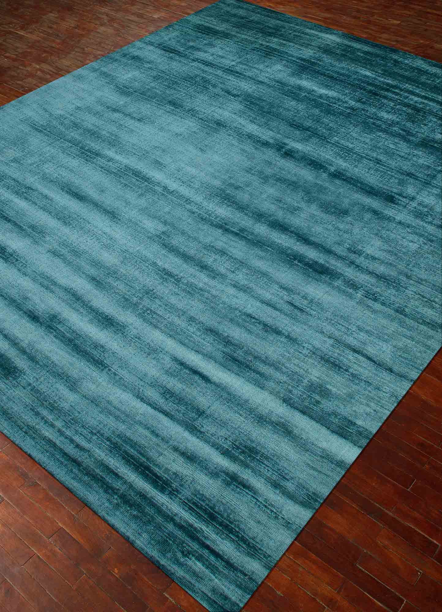 basis blue viscose Hand Loom Rug - FloorShot