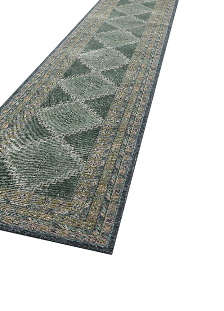 erbe green wool Hand Knotted Rug - FloorShot