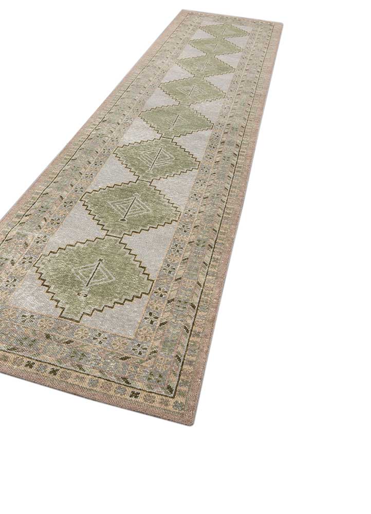 erbe green wool Hand Knotted Rug - FloorShot