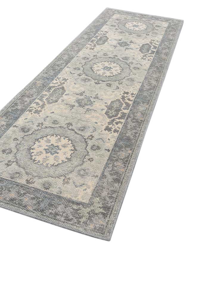 erbe blue wool Hand Knotted Rug - FloorShot