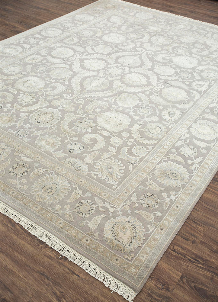 aurora grey and black wool and silk Hand Knotted Rug - FloorShot aurora grey and black wool and silk Hand Knotted Rug - FloorShot