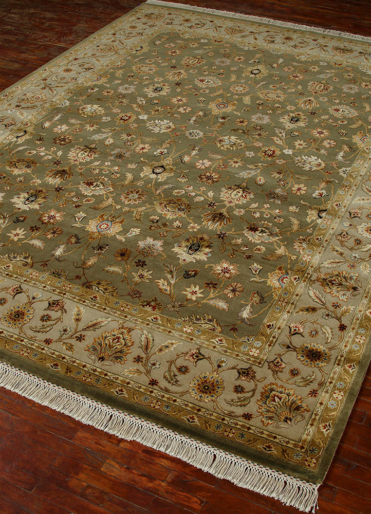 aurora beige and brown wool and silk Hand Knotted Rug - FloorShot aurora beige and brown wool and silk Hand Knotted Rug - FloorShot