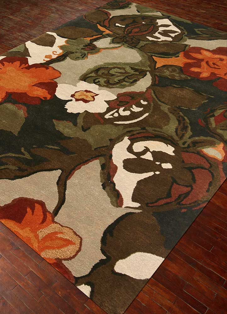 hacienda beige and brown wool and viscose Hand Tufted Rug - FloorShot