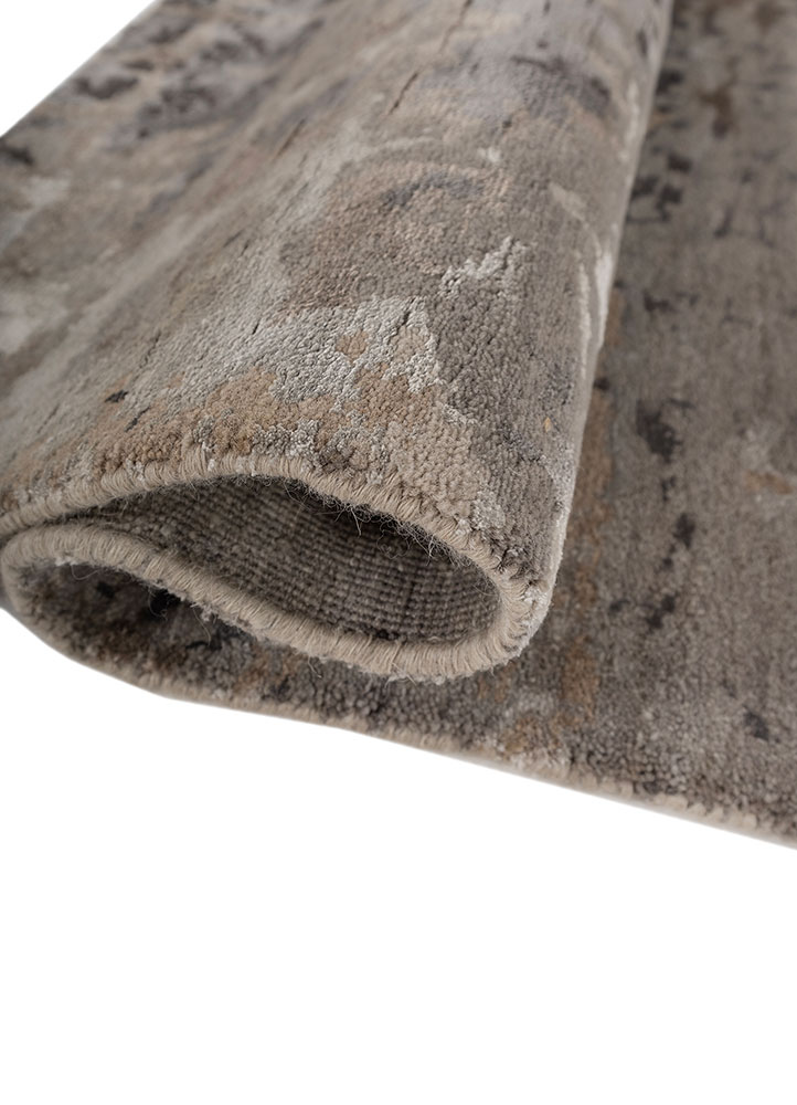 aprezo grey and black wool and bamboo silk Hand Knotted Rug - FloorShot