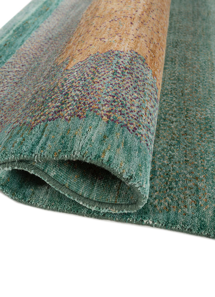 aprezo green wool Hand Knotted Rug - FloorShot aprezo green wool Hand Knotted Rug - FloorShot
