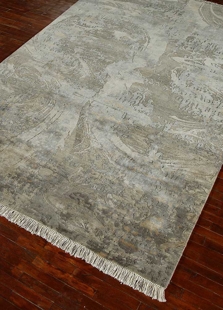 pansy grey and black wool and silk Hand Knotted Rug - FloorShot pansy grey and black wool and silk Hand Knotted Rug - FloorShot