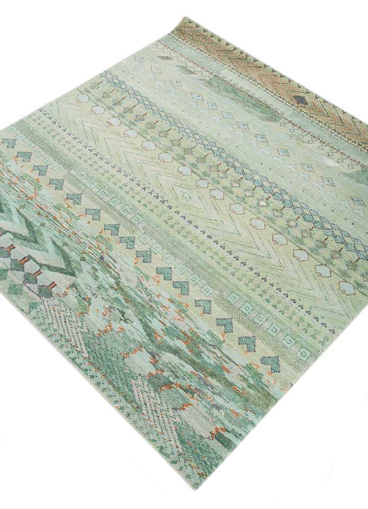 manchaha green wool and bamboo silk Hand Knotted Rug - FloorShot manchaha green wool and bamboo silk Hand Knotted Rug - FloorShot