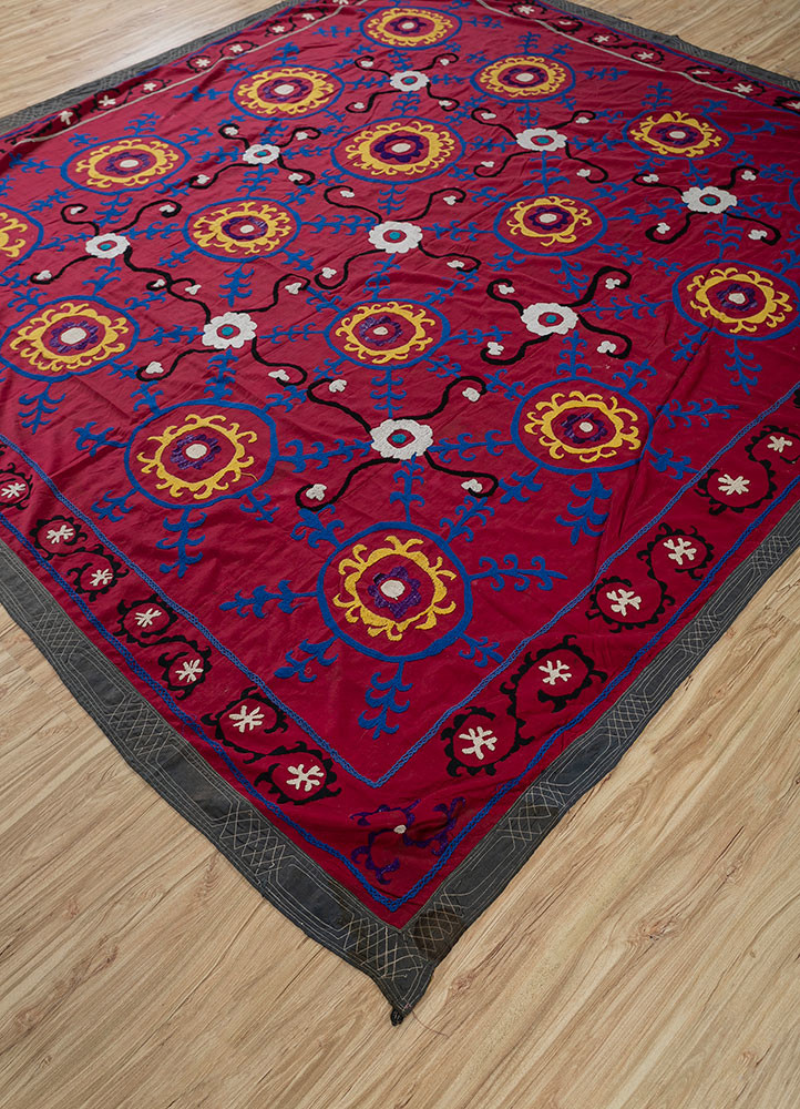 jean red and orange cotton Hand Loom Rug - FloorShot jean red and orange cotton Hand Loom Rug - FloorShot