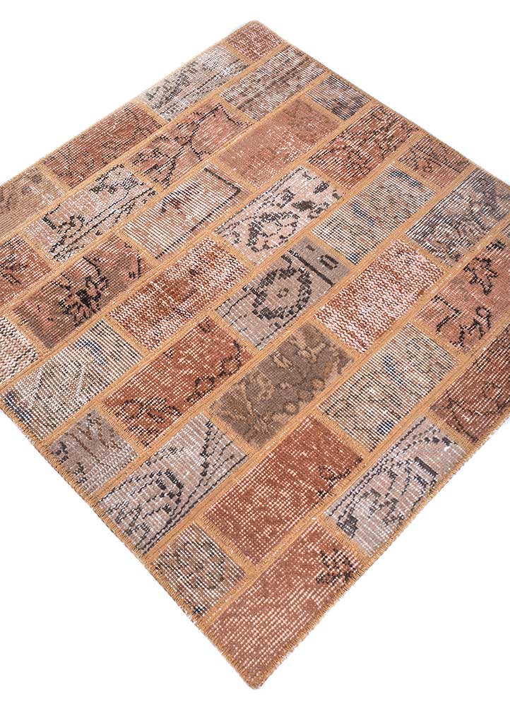 provenance beige and brown wool Hand Knotted Rug - FloorShot