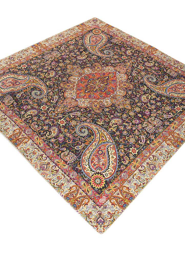 gulmarg grey and black silk and zari Wall Art Rug - FloorShot gulmarg grey and black silk and zari Wall Art Rug - FloorShot