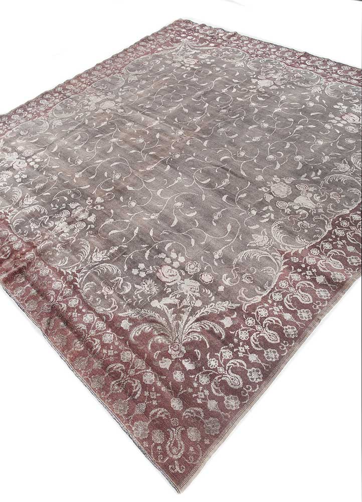 azalea red and orange wool and silk Hand Knotted Rug - FloorShot