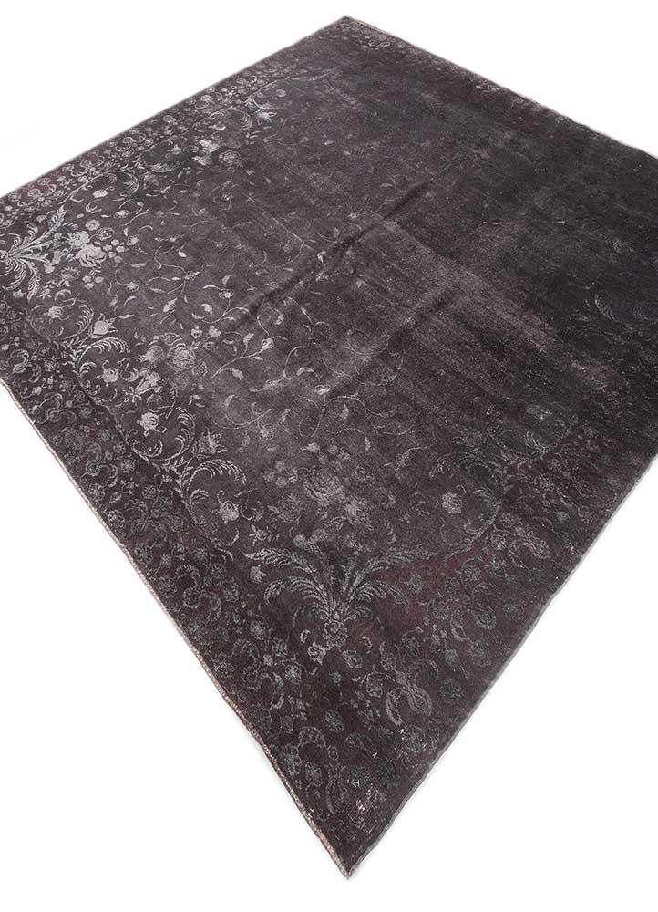 aalam grey and black wool and silk Hand Knotted Rug - FloorShot