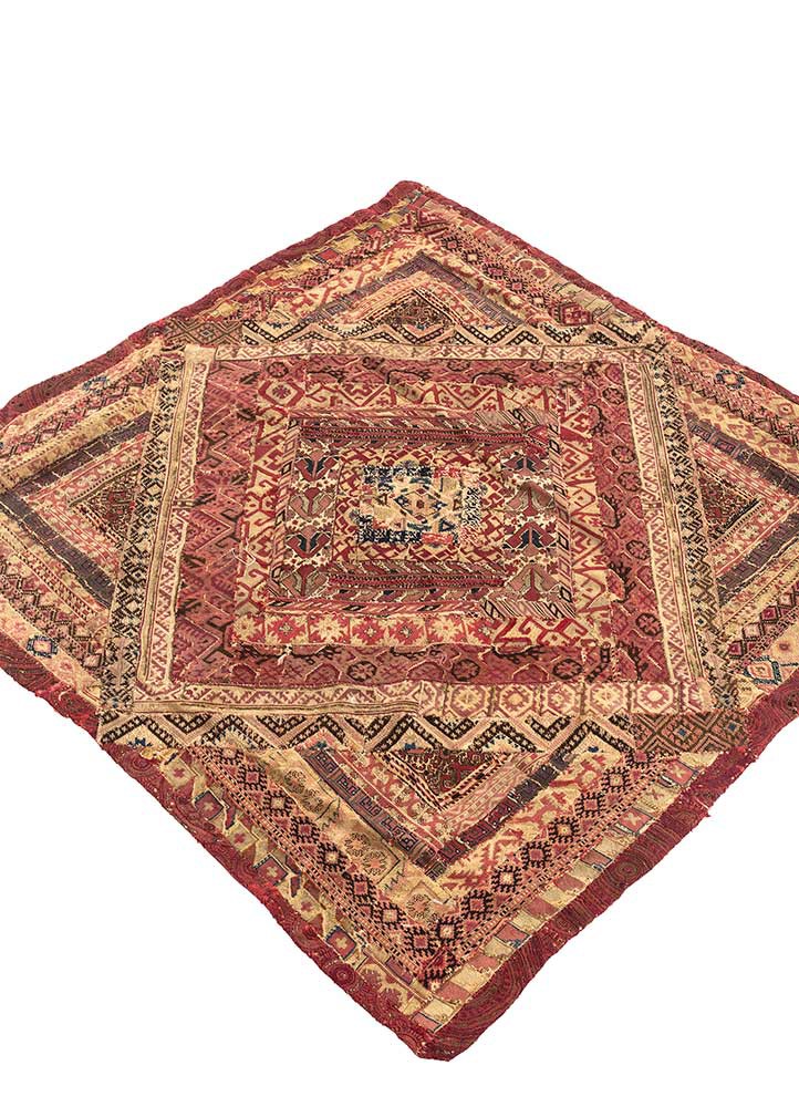 bespoke sile red and orange wool Wall Art Rug - FloorShot bespoke sile red and orange wool Wall Art Rug - FloorShot