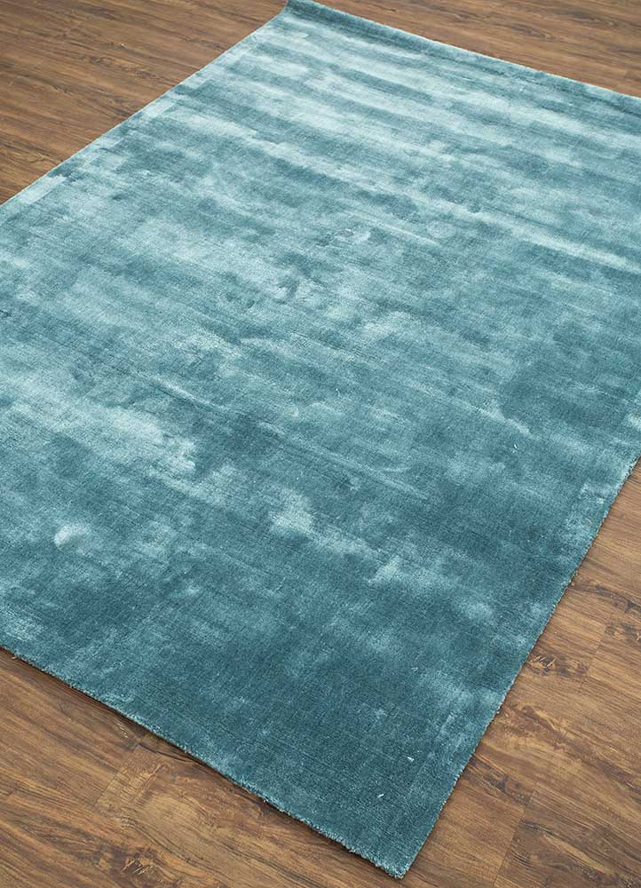 yasmin blue viscose Hand Loom Rug - FloorShot