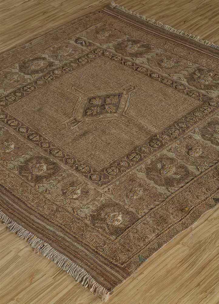 bedouin beige and brown wool Flat Weaves Rug - FloorShot