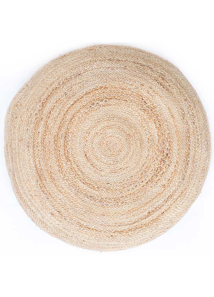 bespoke sile beige and brown jute and hemp Pouf Rug - HeadShot